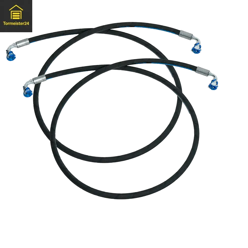 Loading Systems Hubzylinderschlauch 620 mm im Vergleich zum Schlauchset 2×1500 mm an einer Überladebrücke mit einem oder zwei Hubzylindern