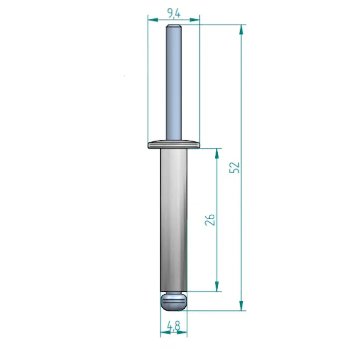 Blindniete 4,8 × 26 mm ALU/STAAL Schweighöfer poorten