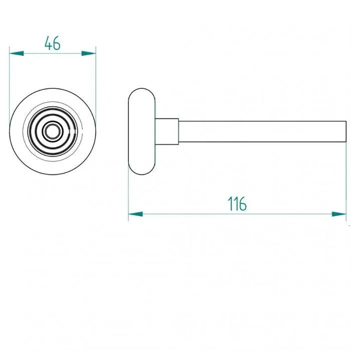 Nylonrolle kurz 116 mm voor sectionaaldeuren