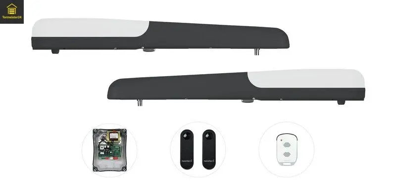 Marantec Comfort KRA2324E Drehtorantrieb Set für 2-flügeliges Tor bis 3 m
24V Drehtorantrieb mit Encoder und 868 MHz bi.linked Funk
Marantec KRA2324E Set mit Steuerung CBX20324L und Lichtschranke
2-flügeliger Drehtorantrieb 1500 N für Flügeltore