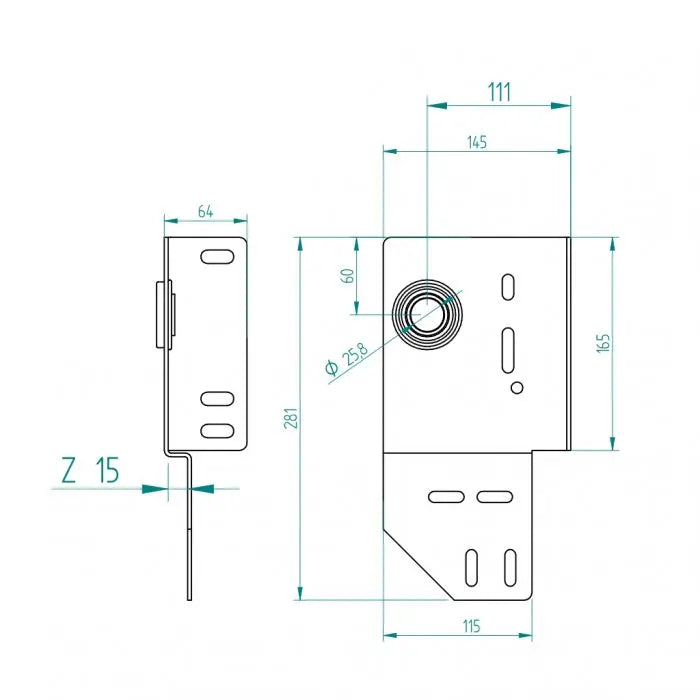 zijlagerconsole 111 mm/Z15/1" Links - Tormeister24Seitenlagerkonsole 111 mm/Z15/1" Links