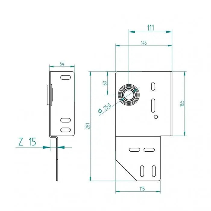 zijlagerconsole 111 mm/Z15/1" Rechts - Tormeister24Seitenlagerkonsole 111 mm/Z15/1" Rechts