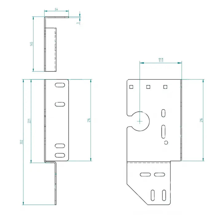 zijlagerconsole open 111 mm/Z25 Links Zeichnung