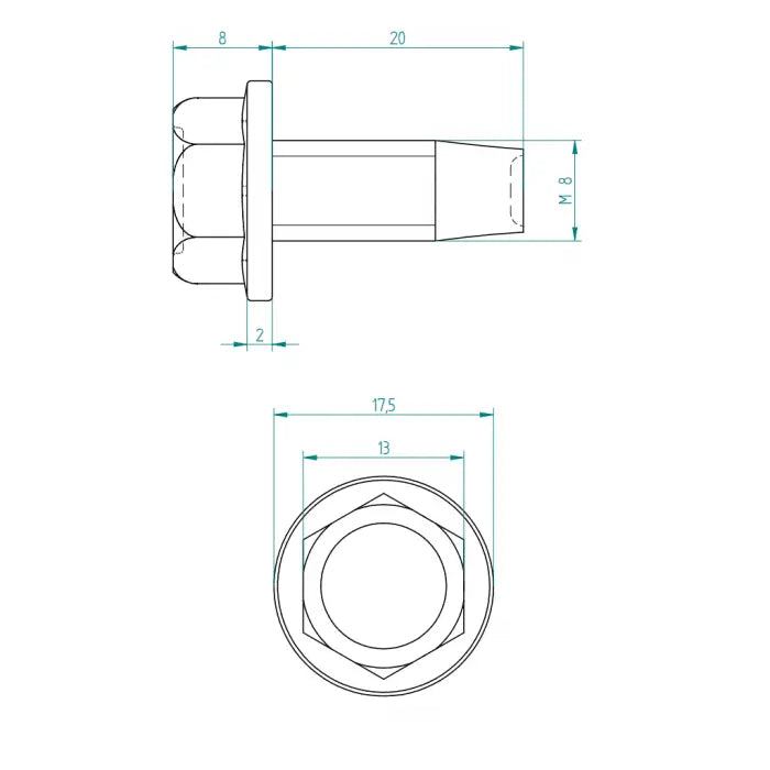 Selbstschneidende Schraube M8 x 20 Kopf 13 Schweighöfer poorten