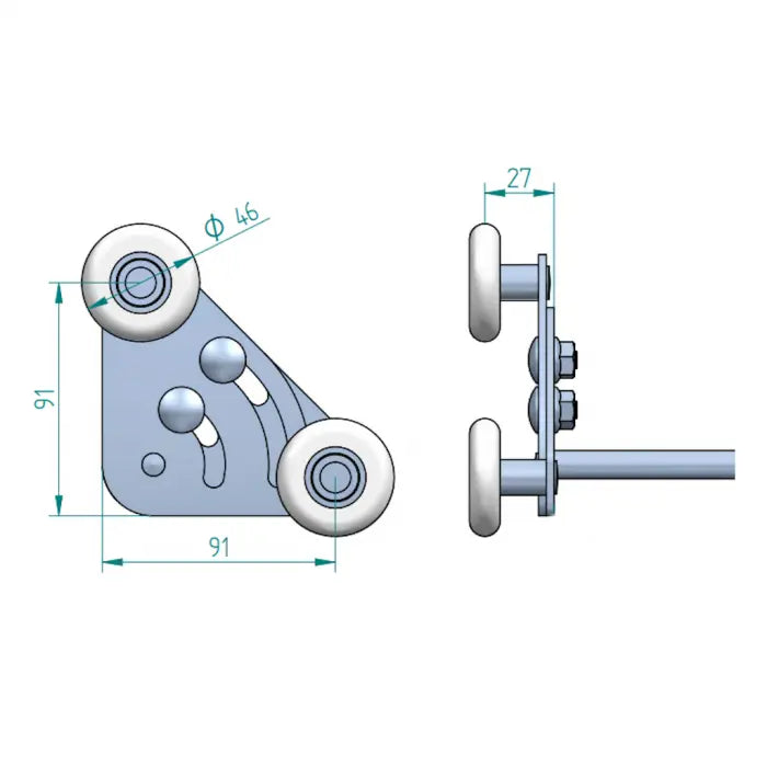 Korte verstelbare tandemlooprol 11 mm