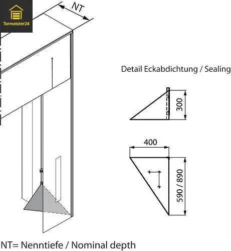 Torabdichtung Eckkissen Dreieck 400x890 mm