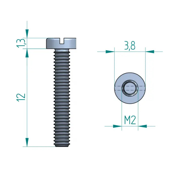 Zylinderschraube met Schlitz M2x12 Schweighöfer poorten
