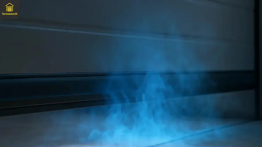 Magnetische DoorMag Spaltabdichtung mit Schutzplatten gegen Nagetiere am Garagen- oder Industrietor zum Schutz vor Mäusen, Zugluft, Staub und Feuchtigkeit.