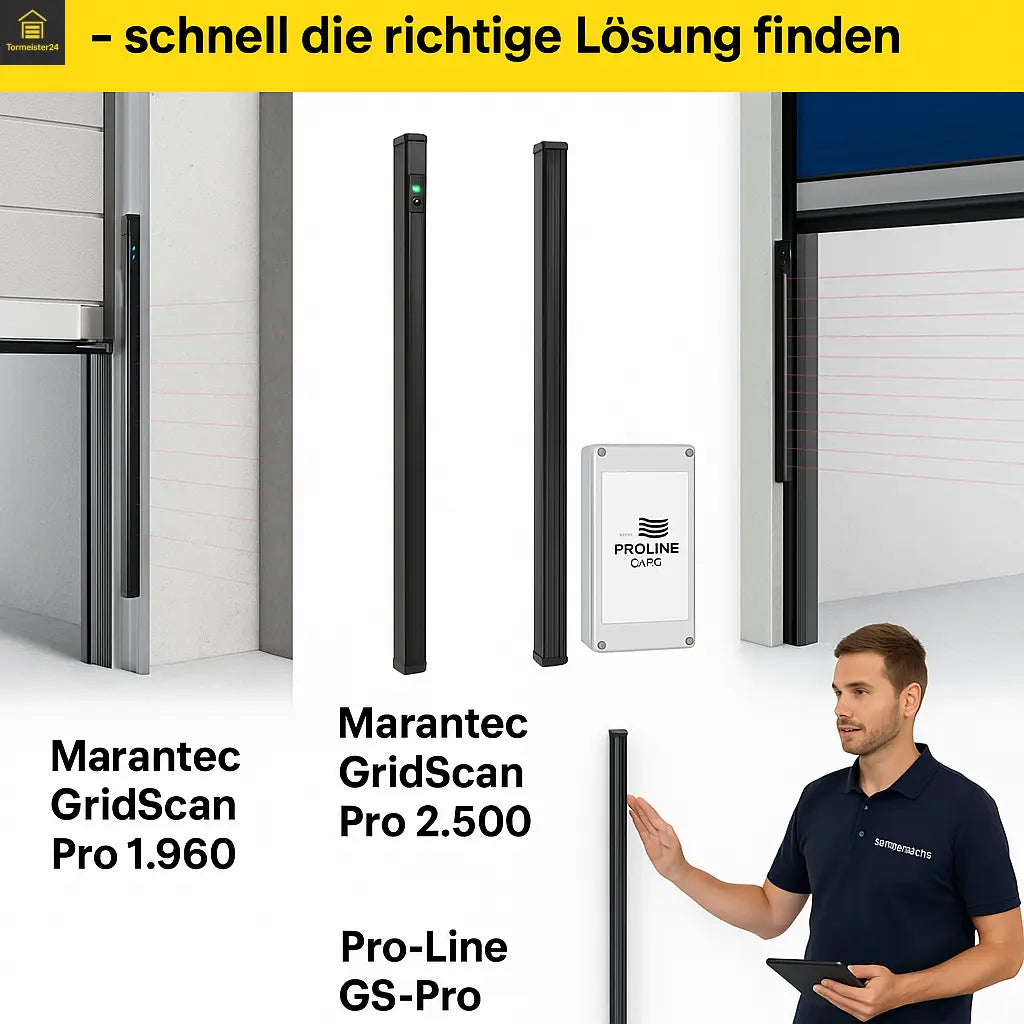 Tormeister 24 Fachberatung prüft Lichtgitter-Montage am Industrietor