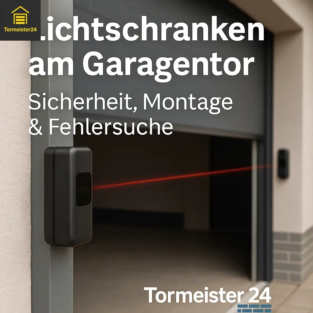 Detailaufnahme Sensorhalterung aus Edelstahl am Torrahmen