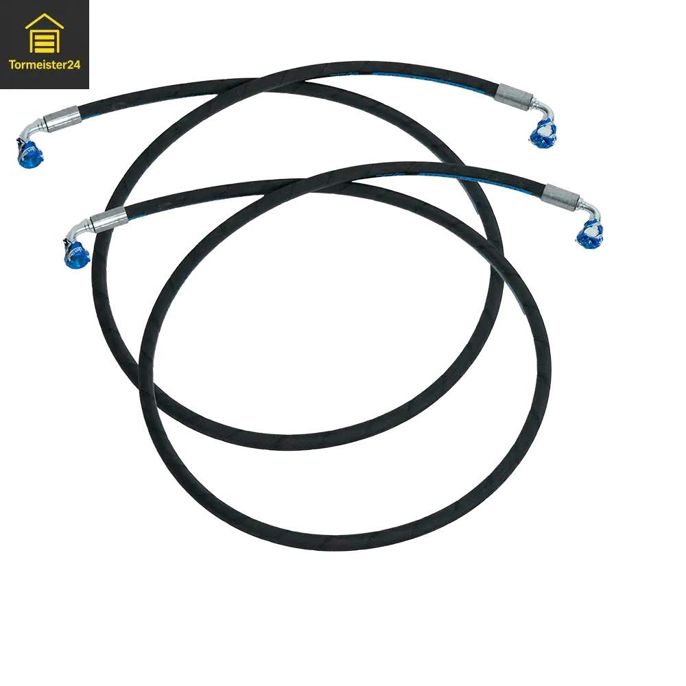 Loading Systems Hubzylinderschlauch 620 mm im Vergleich zum Schlauchset 2×1500 mm an einer Überladebrücke mit einem oder zwei Hubzylindern