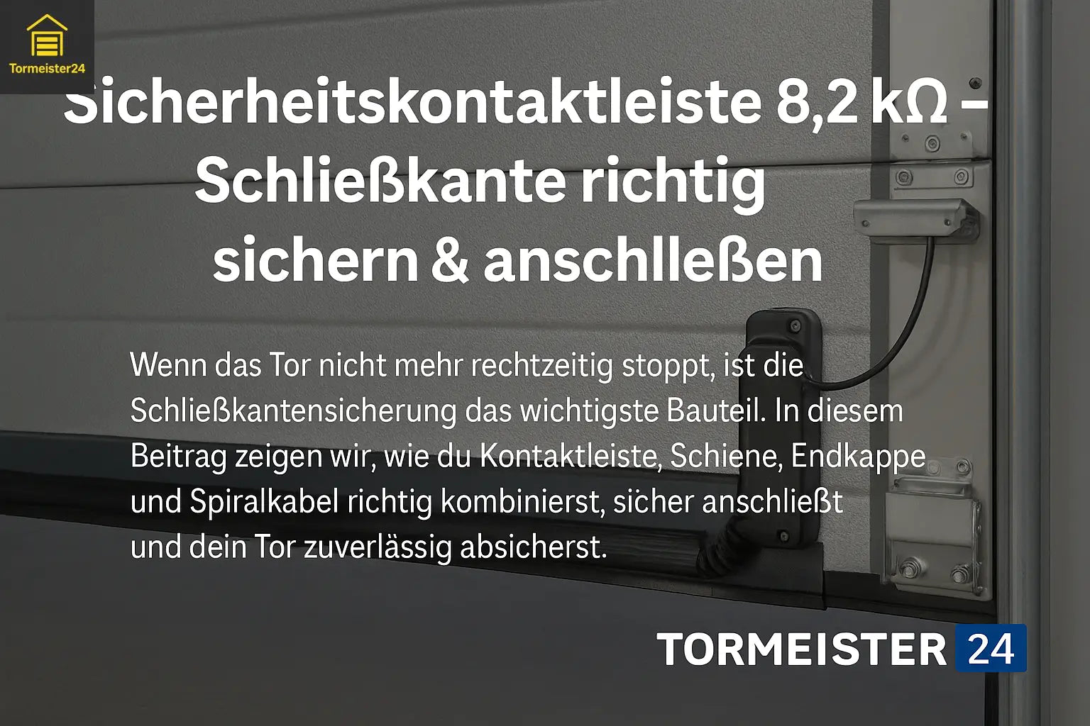 Sicherheitskontaktleiste 8,2 kΩ an Schließkante eines Sektionaltores montiert