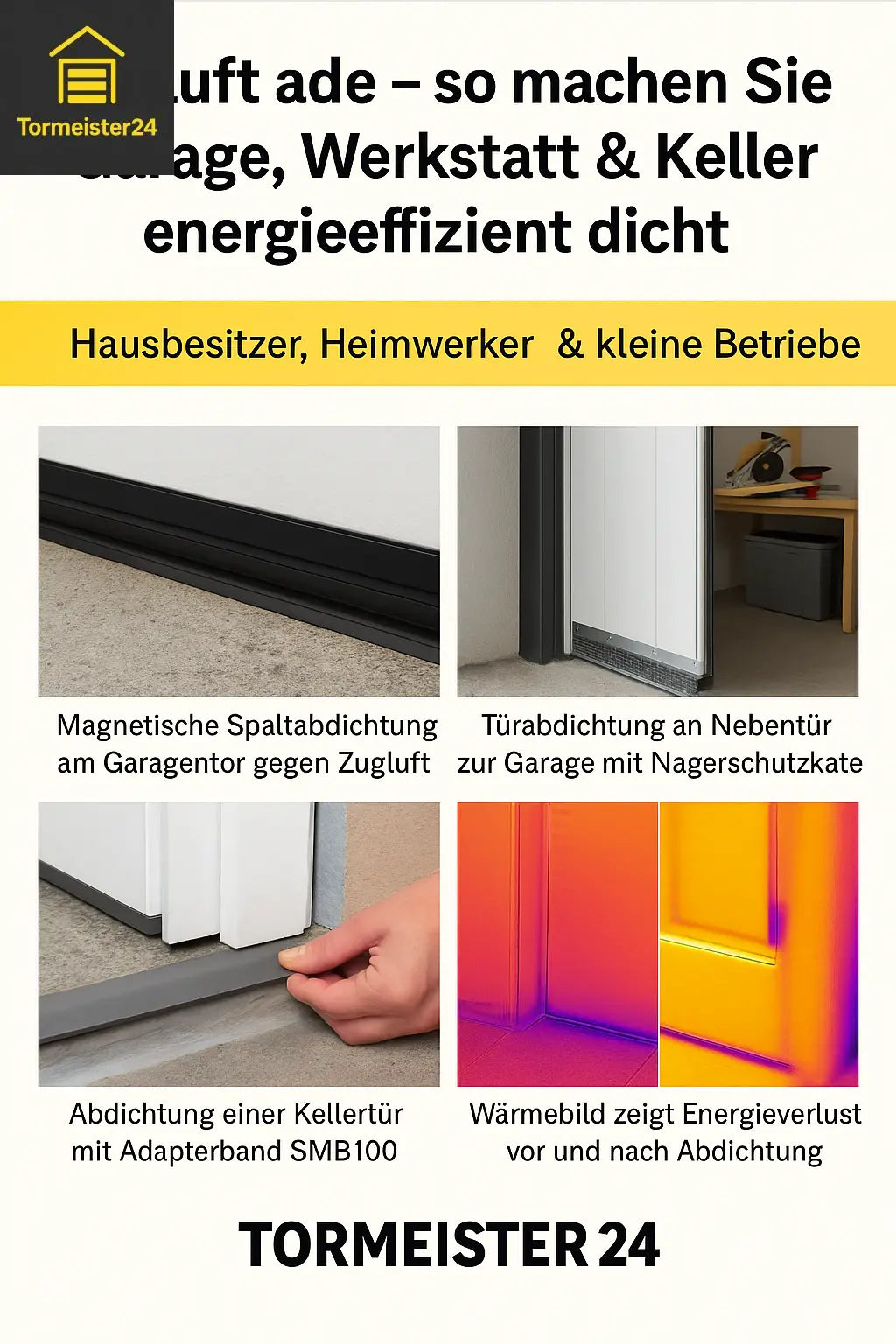 Vergleich: offene Türfuge vs. dicht montierte Türabdichtung