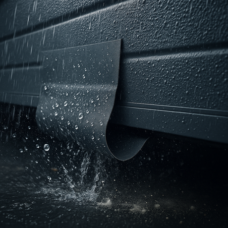 Spaltabdichtung für Sektionaltore im Regen – flexible Abdichtung gegen Wasser, Staub und Schnee von Tormeister24.