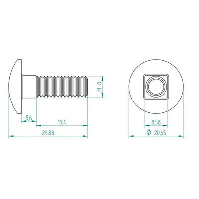 Slotbout M8x25 mm van roestvast staal Schweighöfer Tore