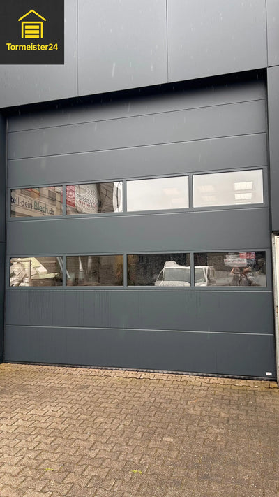 garagedeur Design-Line Antra RAL 7016 antracietgrijs | Premium-sectionaaldeur inkl. aandrijving TS100, 2 handzender & Wandschalter Tormeister24 garagedeur