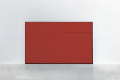 garagedeur Stucco Colore Feuerrot – kräftiger RAL 3000 Farbton met strukturierter oppervlak