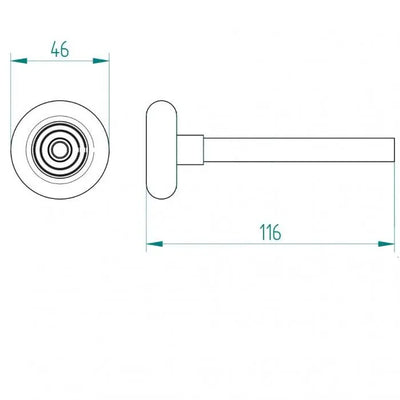 Nylonrolle kurz 116 mm voor sectionaaldeuren