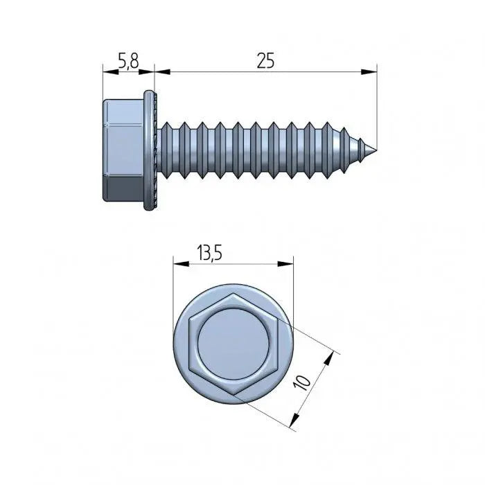 Schroef 25 mm - kop 10 mm - Tormeister24 schroef 25 mm - kop 10 mm