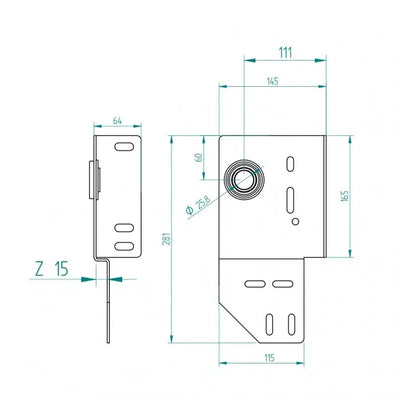 zijlagerconsole 111 mm/Z15/1" Links - Tormeister24Seitenlagerkonsole 111 mm/Z15/1" Links