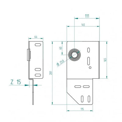 zijlagerconsole 111 mm/Z15/1" Rechts - Tormeister24Seitenlagerkonsole 111 mm/Z15/1" Rechts