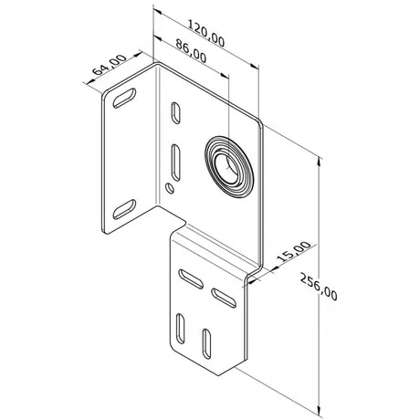 Industrie Seitenlagerplatte rechts 86 mm für Sektionaltore