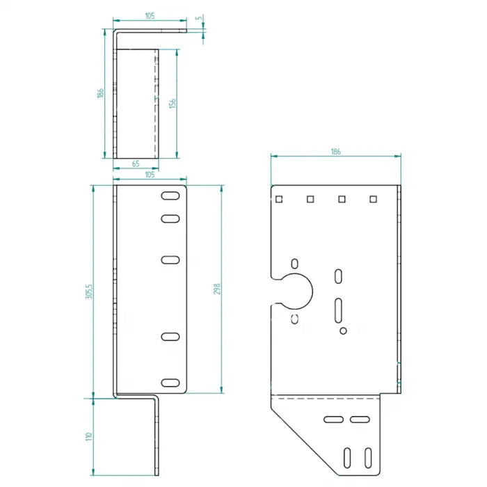 zijlagerconsole open 152 mm/Z15 Links
