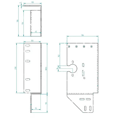 Zijlagerconsole open 152 mm/Z55 Rechts Tekening