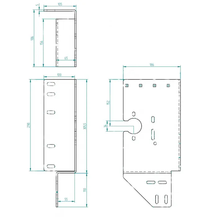Zijlagerconsole open 152 mm/Z55 Rechts Tekening