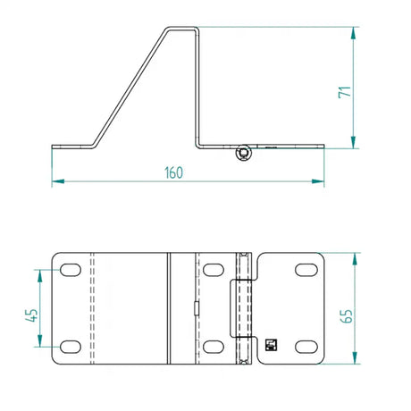 Hochwertiges Seitenscharnier 161x65x70mm Stahl