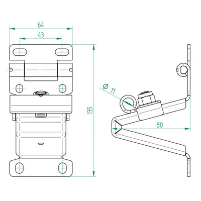 zijkantscharnier-rolhouder komplett voor Crawford / Assa Abloy