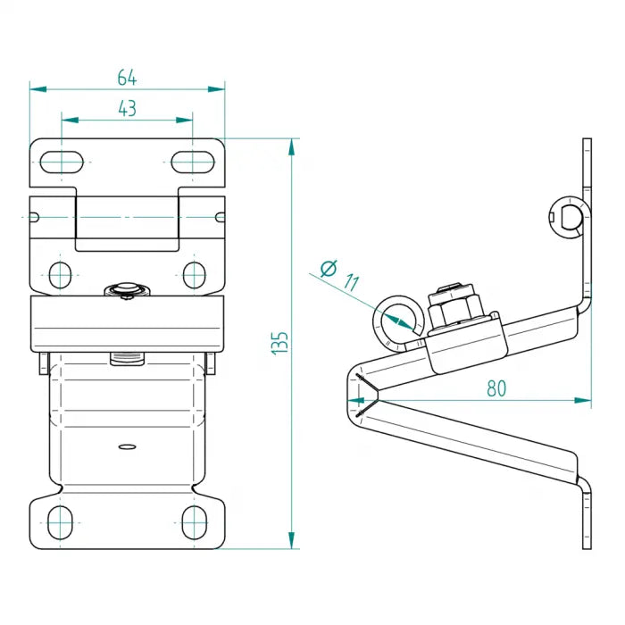 zijkantscharnier-rolhouder komplett voor Crawford / Assa Abloy