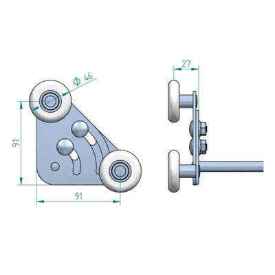 Korte verstelbare tandemlooprol 11 mm