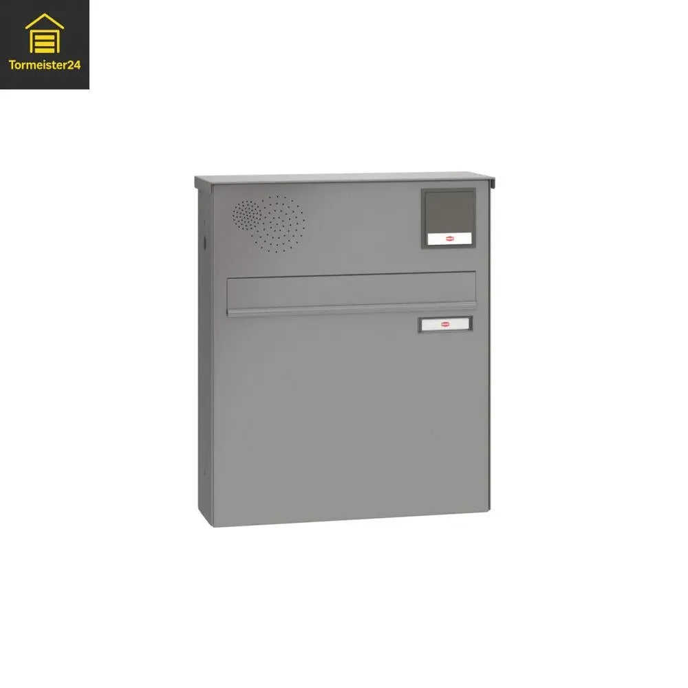 Zaunbriefkasten BASIC (B) – 145 mm tief, mit Sprech-/Klingelsystem, Graualuminium Tormeister24