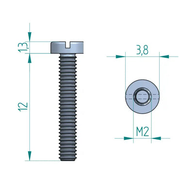 Zylinderschraube met Schlitz M2x12 Schweighöfer poorten